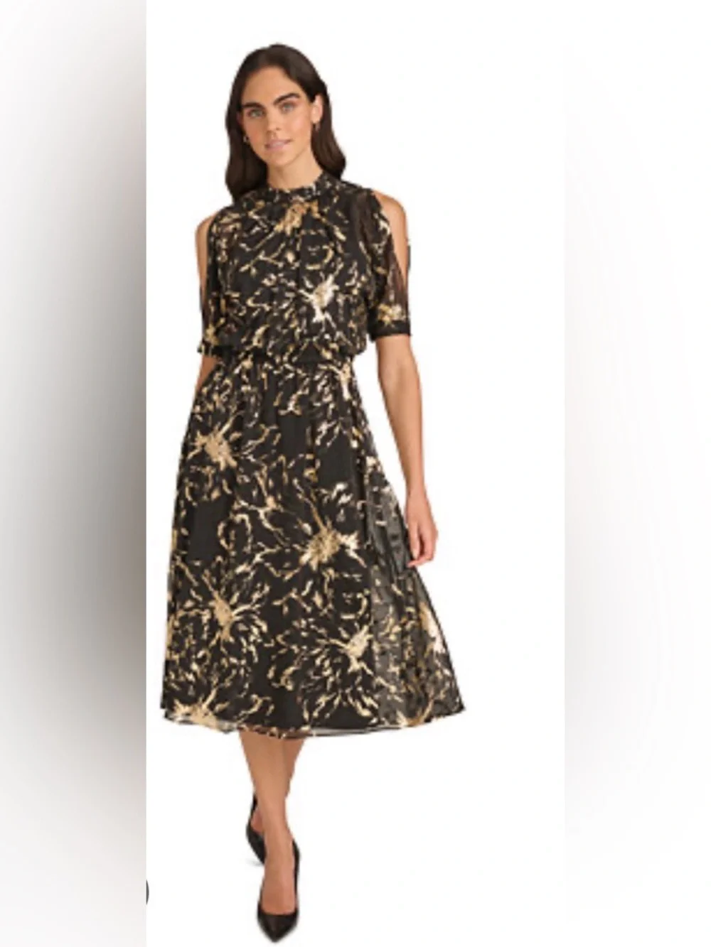 black and gold calvin klein dress Calvin Klein Women's Velvet Draped Wrap Dress (2, Black/Gold)
